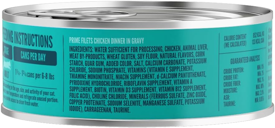 A Strong Heart Canned Wet Cat Food, Prime Filets Chicken Dinner in Gravy - 5.5 oz Cans (Pack of