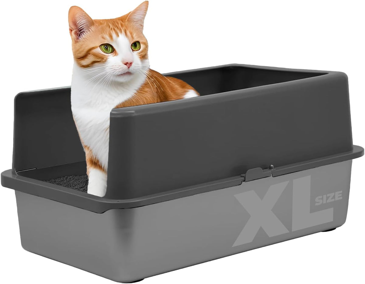 iPrimio XL Cat Litter Box Enclosure - 23"x15"x6" Stainless Steel Litter Enclosure for Big Cats