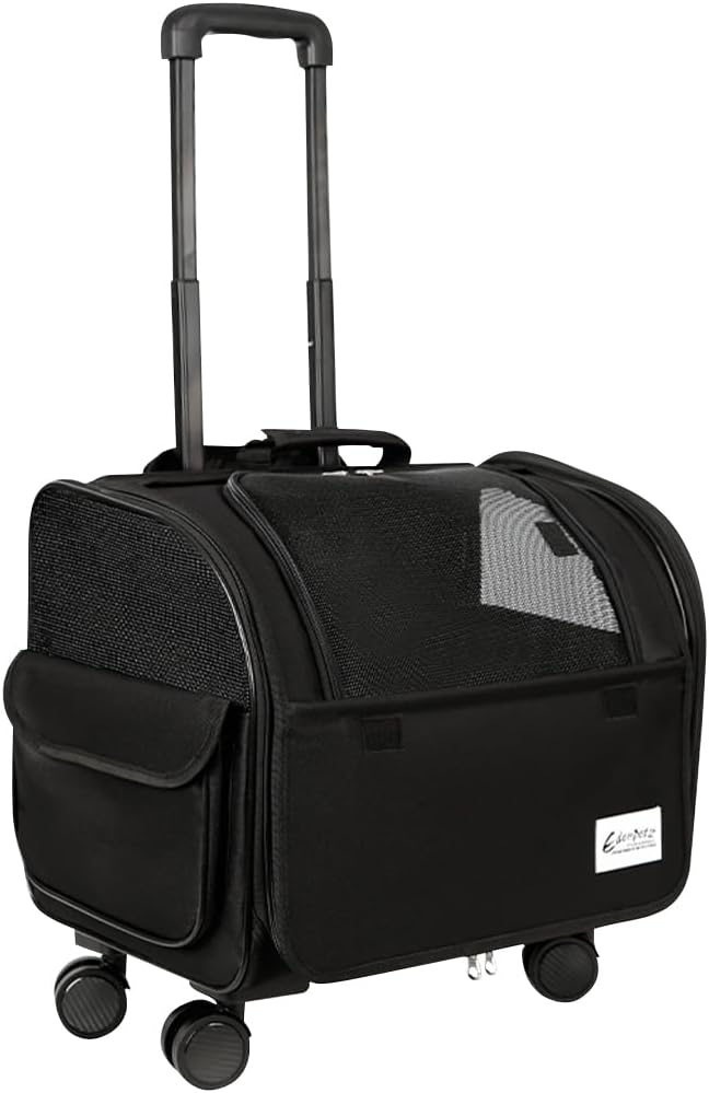Dog Travel Bag with Removable Rolling Wheels, Airline Approved Pet Carrier, Foldable Cat Bag with