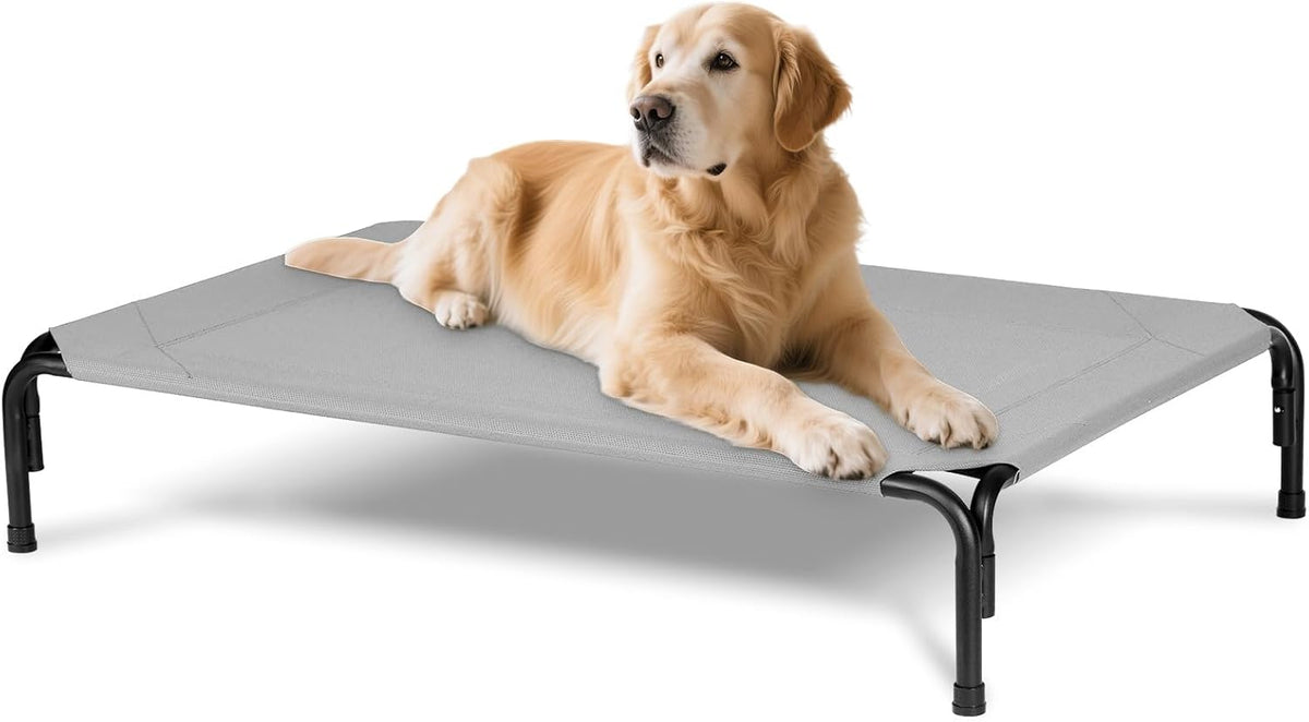 Elevated Dog Bed for Outdoor, XL Raised Dog Cot with Washable Mesh, Cooling Pet Cot Chew Proof for