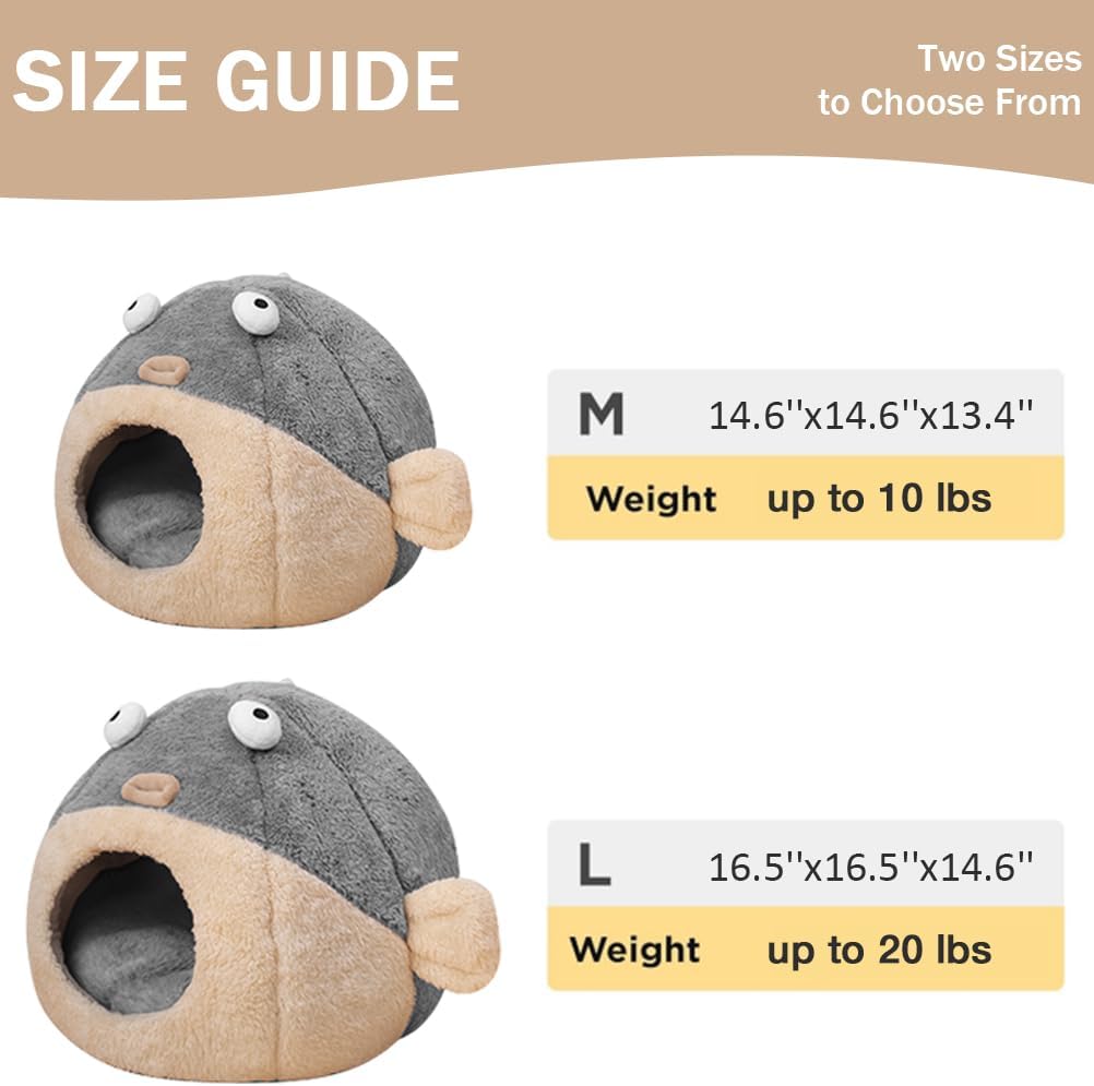 Cat Beds for Indoor Cats - Cat Bed Cave with Removable Washable Cushioned Pillow,2 in 1 Super Soft