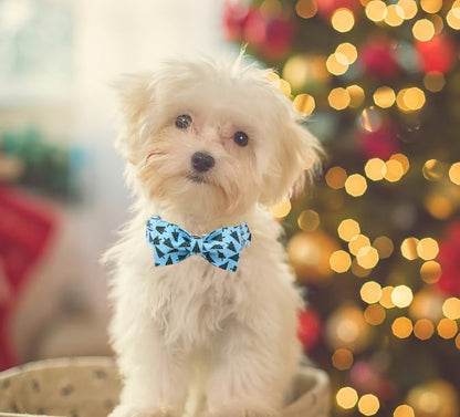Unique Style Paws Christmas Day Dog Collar with Bow Christmas Tree Cotton Puppy Collars for Small