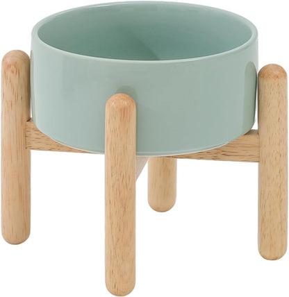 Ceramic 6.1inch Raised Dog Bowl with Stand for Small and Medium Dog Dish Pet Food and Water Bowl