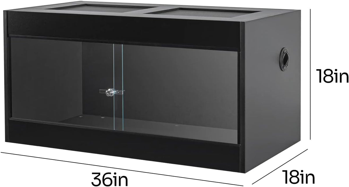 OIIBO 50 Gallon Reptile Original Wood Enclosure, Reptile Terrarium with Double Hinge Sliding Doors