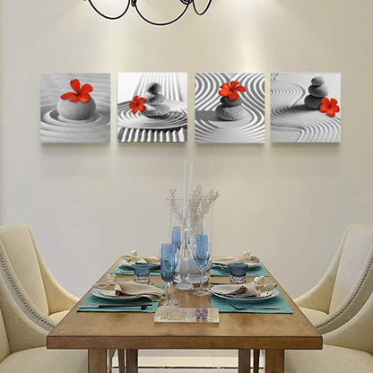 Yxbhhym Bathroom Decor Zen Decor Gray Wall Art Red Floral Wall Pictures Black and White Wall Art