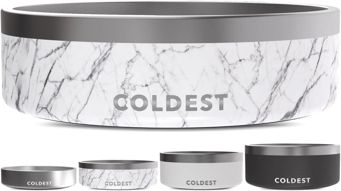 Coldest Dog Bowl - Anti Rust Metal & Non Slip Dog Bowls Large, Spill Proof Heavy Duty 3 Layers