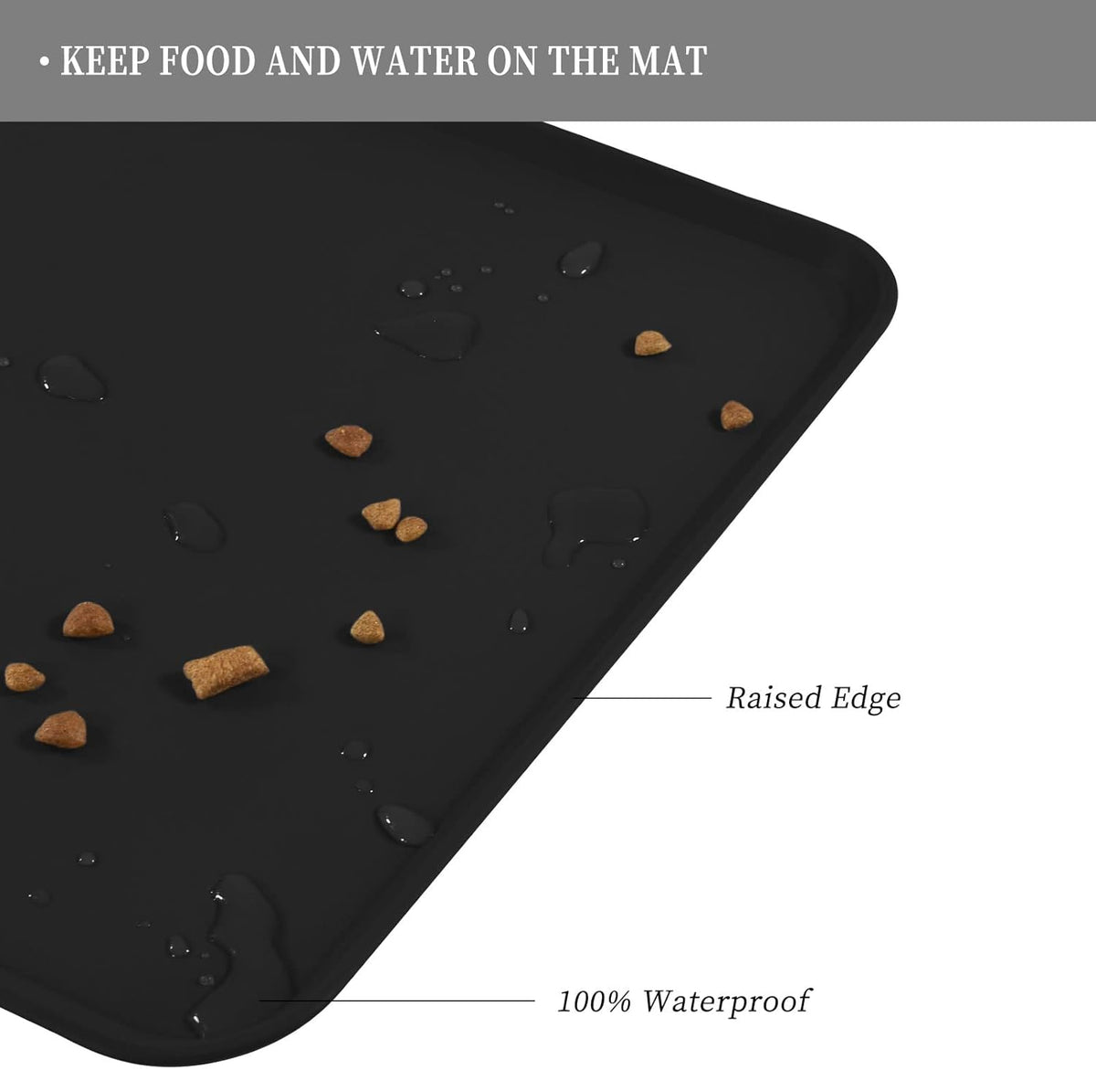 Waterproof Pet Feeding Mat with High Raised Edges, Heavier and Thicker Placemats for Cat Dog Water