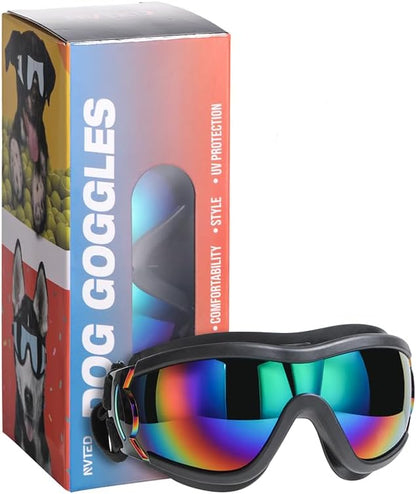 NVTED Dog Sunglasses Dog Goggles, UV Wind Dust Fog Protection Pet Glasses Eye Wear with Adjustable