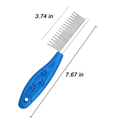 Long Hair Dog or Cat Comb Grooming with Short and Long Teeth Dematting Knots Tangles Remover Combs