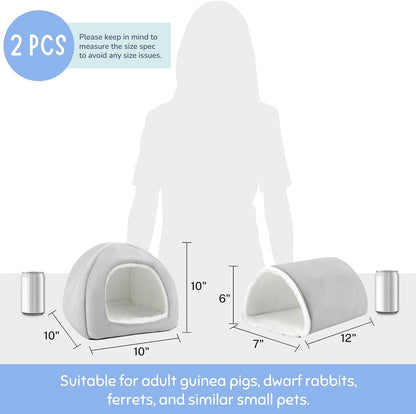Guinea Pig Hideout and Tunnel Set, Soft Plush Bed & Play Tunnel for Guinea Pigs, Rabbits, Ferrets