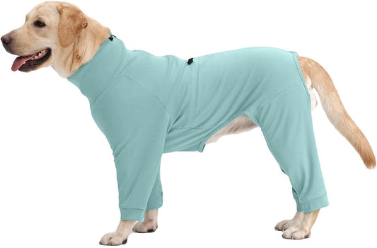 Dog Pjs for Large Breed with Zipper Back, Adjustable Long Sleeve Dog Recovery Suit for Dogs After