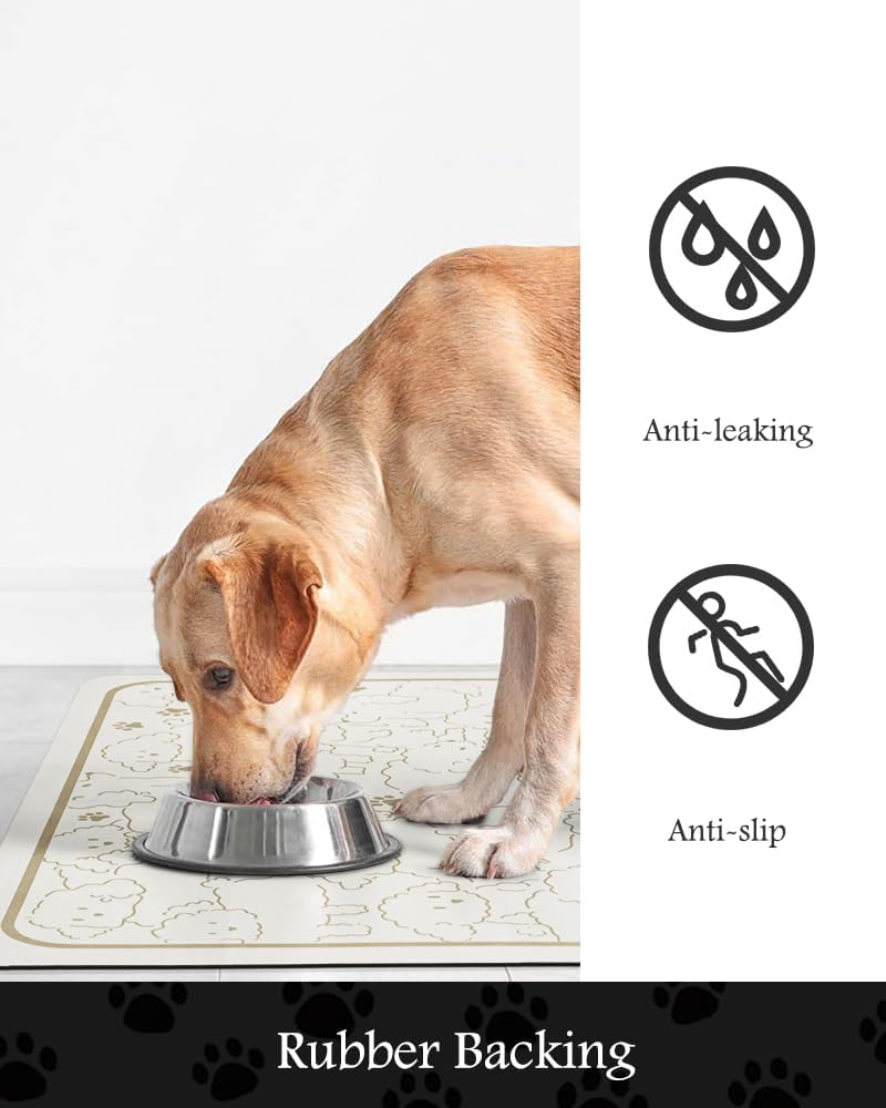 Pet Feeding Mat-Absorbent Dog Mat for Food and Water Bowl-No Stains Quick Dry Water Dispenser
