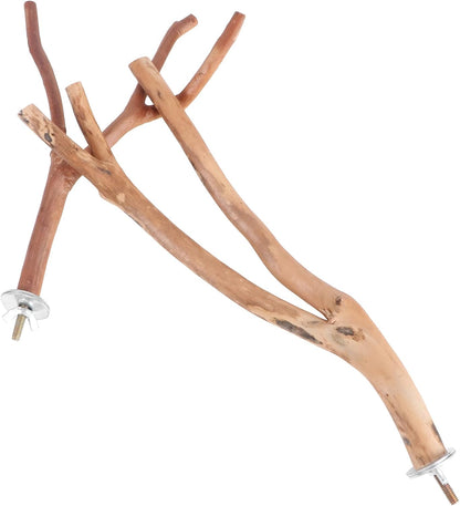 2pcs Bird Parrot Perch Stand Poles, Natural Wooden Parrot Perch for Cage, Branches Fork Rod for