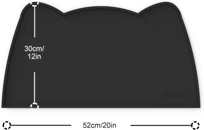 OHMO - Cat Food Mat, Silicone Pet Feeding Mat for Floor Non-Skid Waterproof Dog Water Bowl Tray