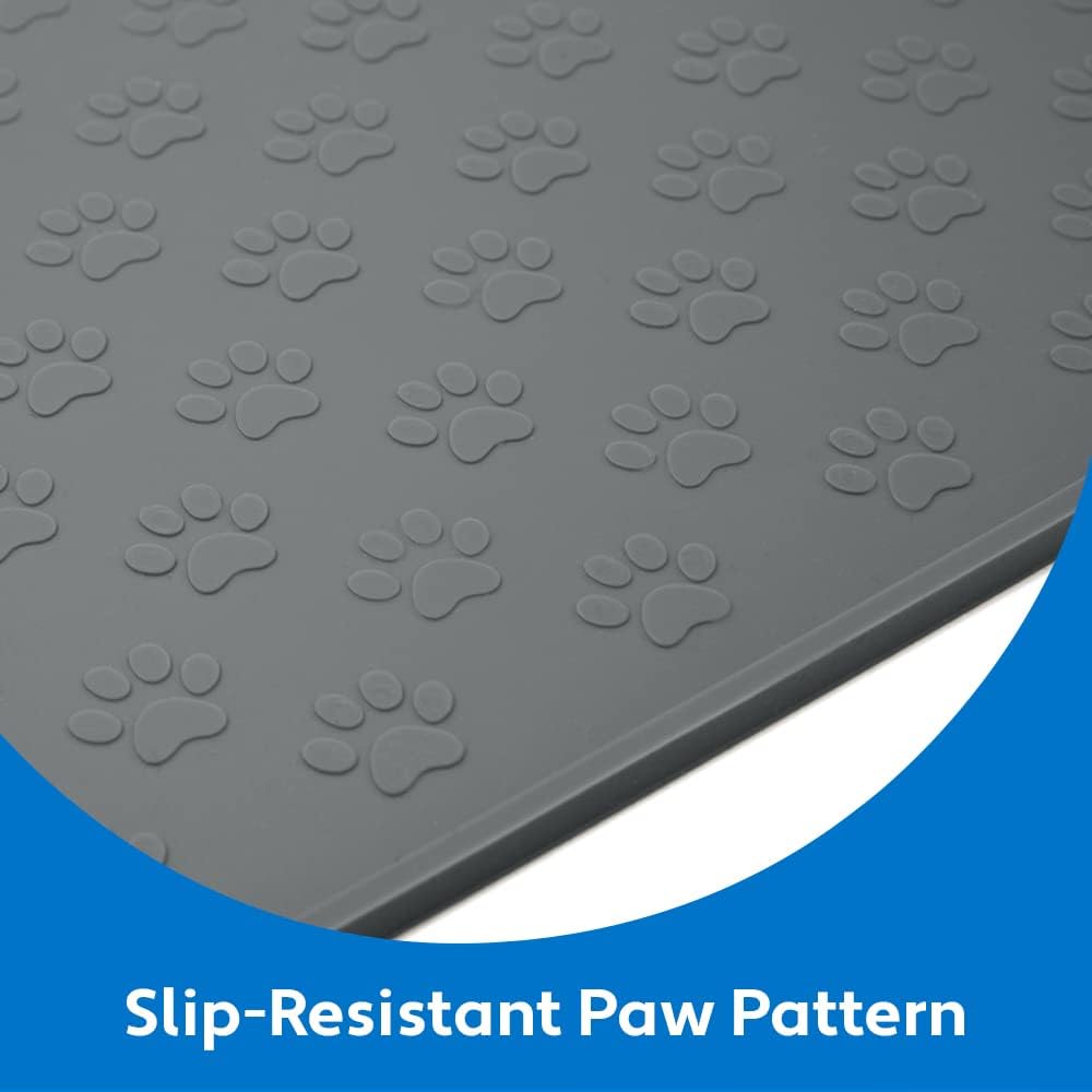 MIGHTY MONKEY 100% Waterproof Dog Food Mat, Raised Edges Silicone Pet Feeding Placemat for Cat