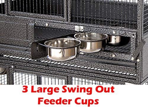 Extra Large Stackers Heavy Duty Wrought Iron Breeder Parrot Aviary Bird Breeding Rolling Cage with