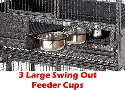 Extra Large Stackers Heavy Duty Wrought Iron Breeder Parrot Aviary Bird Breeding Rolling Cage with