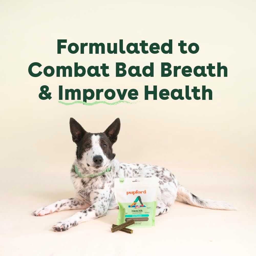 Pupford Dental Chews for Dogs, All-Natural 4-Inch Sticks for Plaque, Tartar & Bad Breath, Grooved
