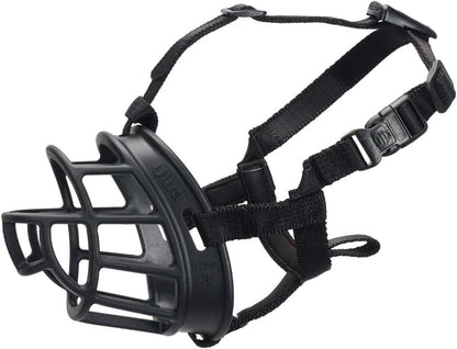 BASKERVILLE ULTRA MUZZLE - Patented Humane Design, Breathable, Dog can Pant and Drink, Adjustable