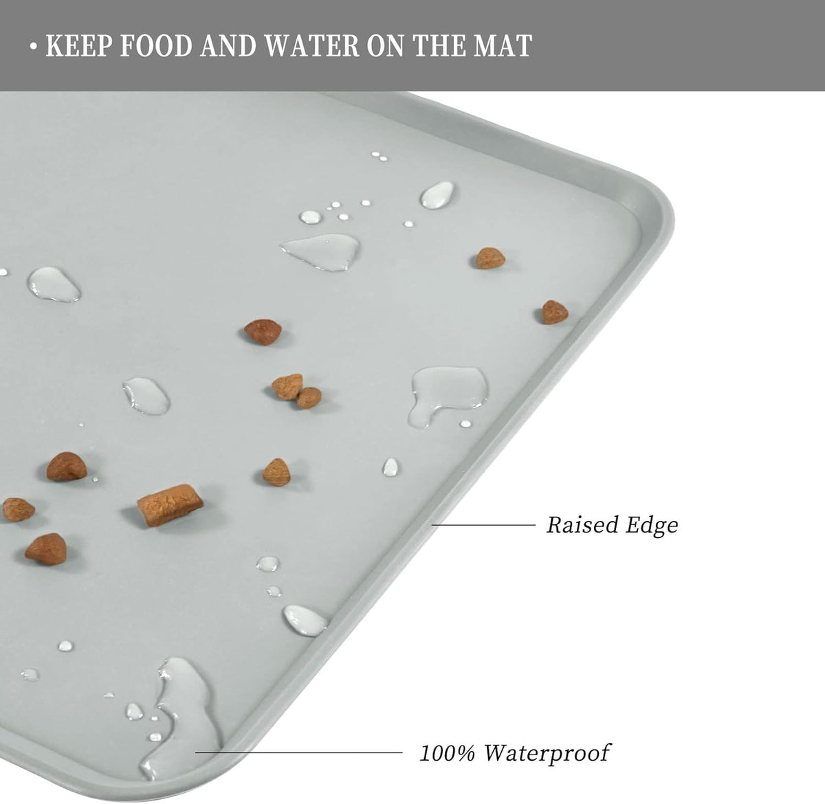Waterproof Pet Feeding Mat with High Raised Edges, Heavier and Thicker Placemats for Cat Dog Water