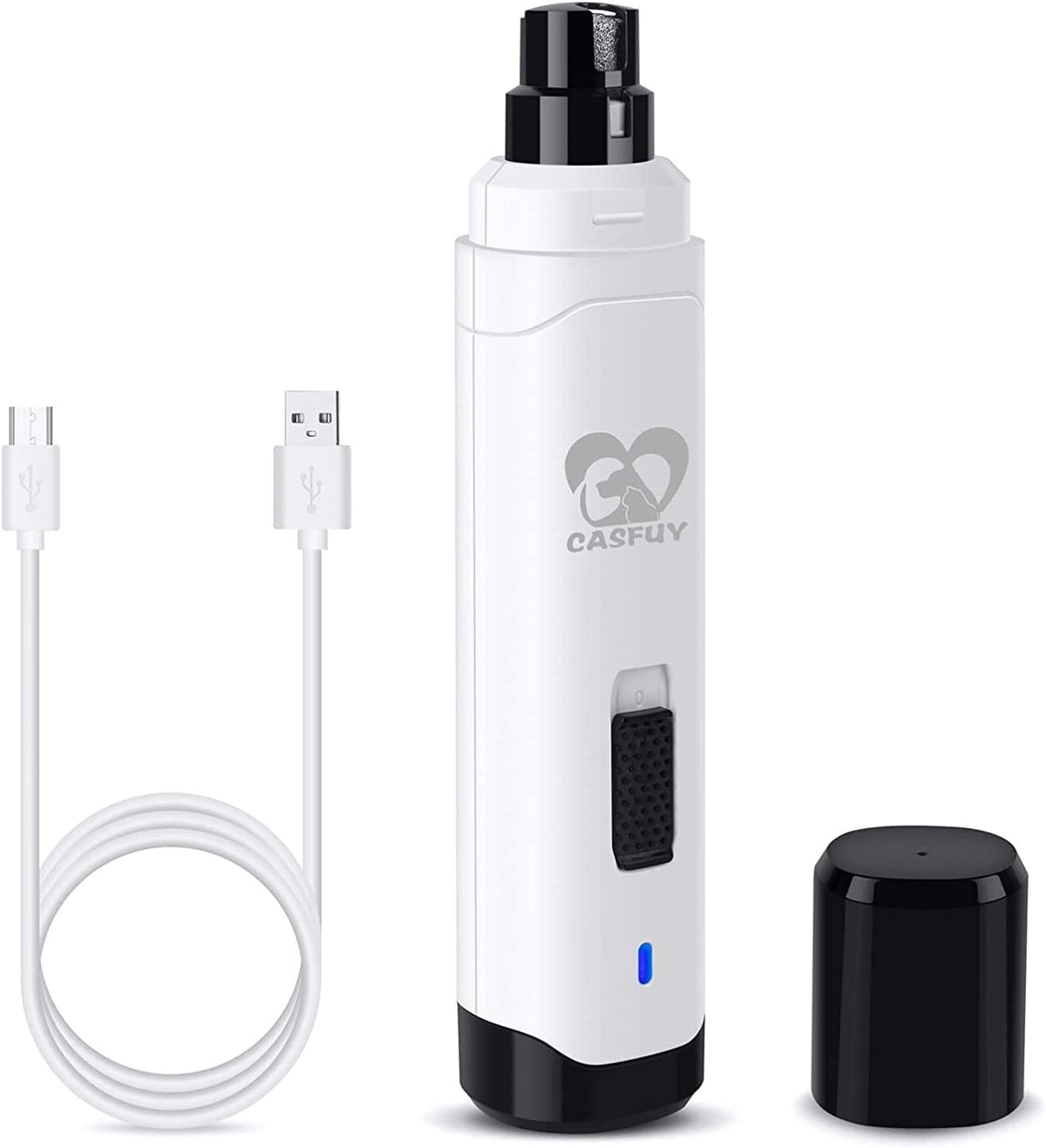 Casfuy Dog Nail Grinder Upgraded - Professional 2-Speed Electric Rechargeable Pet Nail Trimmer