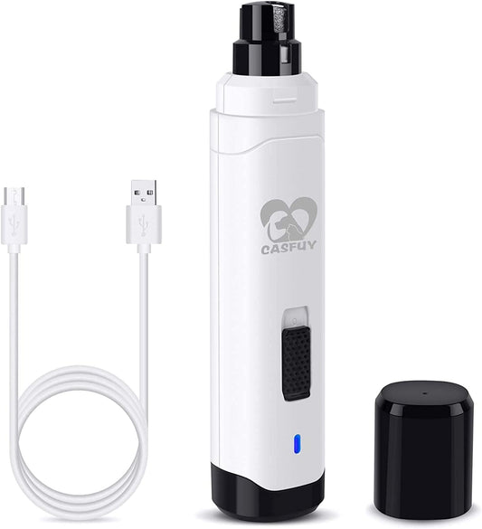 Casfuy Dog Nail Grinder Upgraded - Professional 2-Speed Electric Rechargeable Pet Nail Trimmer