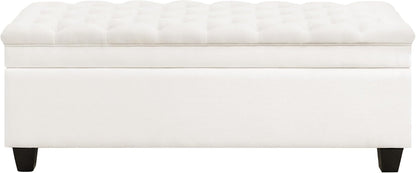 51" Fabric Storage Ottoman Bench, Upholstered Rectangle End of Bed Storage Ottoman Tufted Living