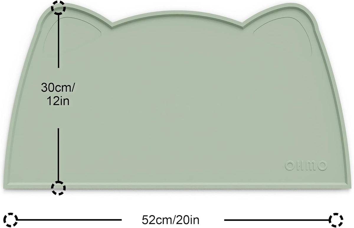 OHMO - Cat Food Mat, Silicone Pet Feeding Mat for Floor Non-Skid Waterproof Dog Water Bowl Tray