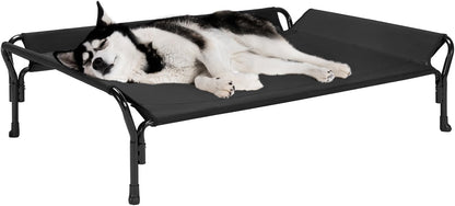 Veehoo Cooling Elevated Dog Bed, Raised Pet Cot with Guardrail & Slope Headrest, Durable &
