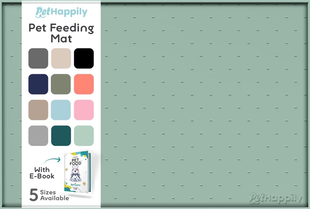 Dog Food Mat - 24x15 Raised Edges Dogs Mat for Food and Water Prevent Spill, Waterproof Cat Food