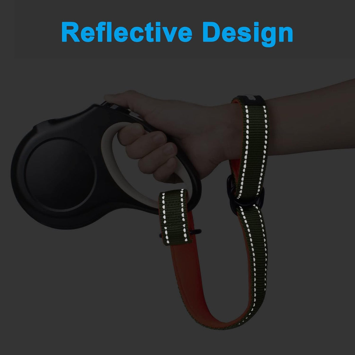 PetBonus Short Dog Leash, Safety Wrist Strap for Retractable Dog Leash, Reflective Design and