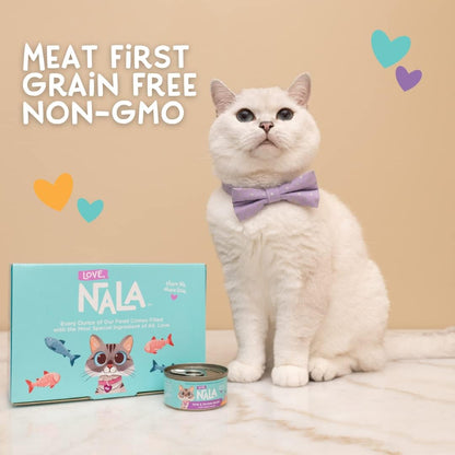 LOVE, NALA - Natural Adult Cat Wet Food - FLAKED Tuna and Salmon in Broth- Grain Free, Non-GMO