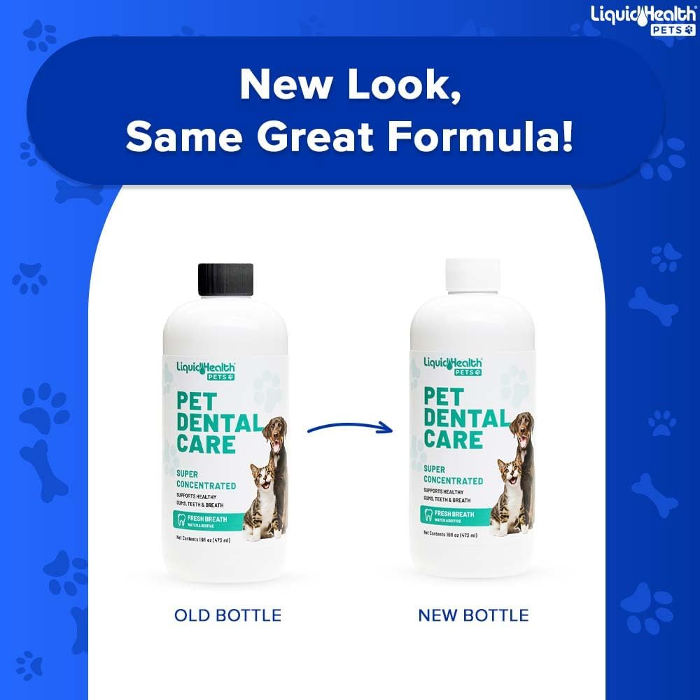 LIQUIDHEALTH Pet Dental Care Water Additive for Dogs & Cats - Fast Acting Pet Bad Breath Freshener