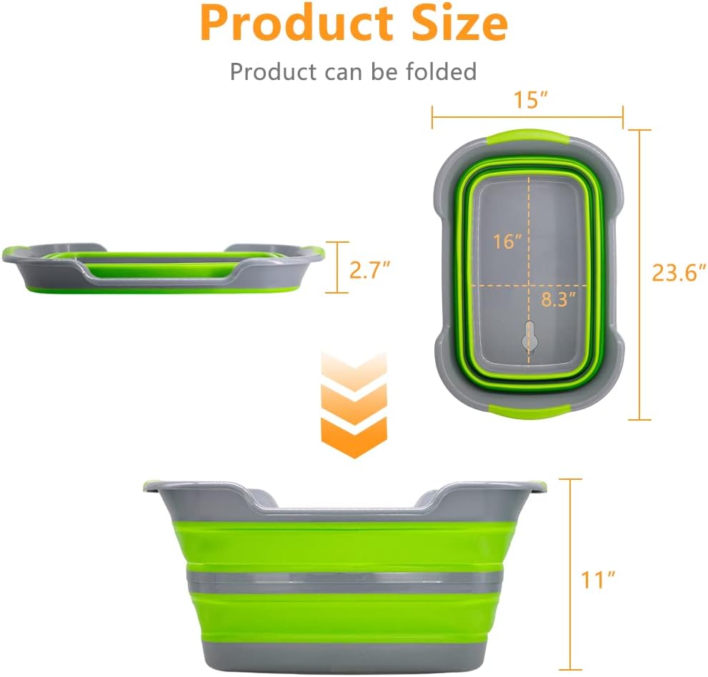 Multipurpose Collapsible Pet Bathtub with Drainage Hole for Puppy Small Dogs Cats, Portable Laundry