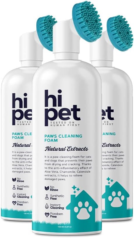 Hi Pet Dog Paw Cleaner Foam with Built-in Paw Scrubber Brush, Paw Cleaner for Dogs and Cats, Cat