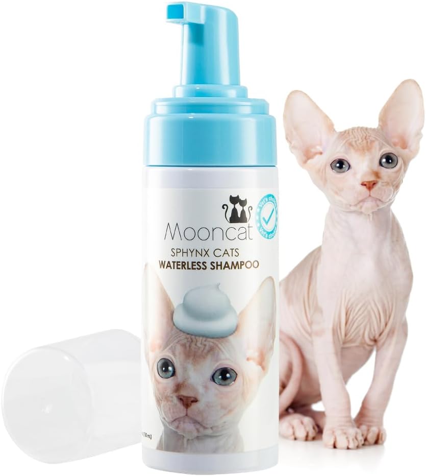Mooncat Sphynx Cat Waterless Shampoo, Vet Approved No-Rinse Foam for Oily, Sensitive Skin &