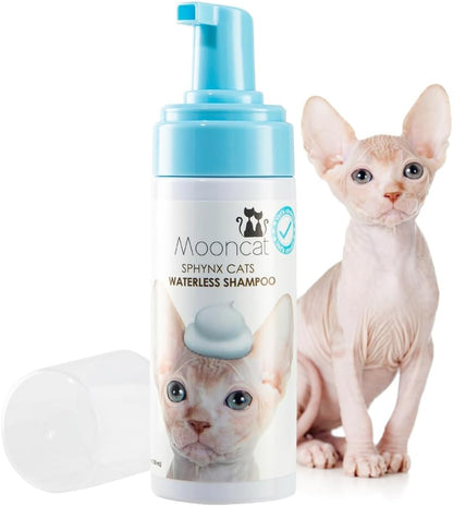 Mooncat Sphynx Cat Waterless Shampoo, Vet Approved No-Rinse Foam for Oily, Sensitive Skin &
