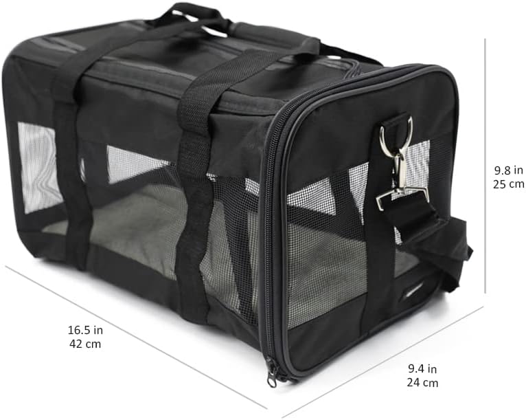 Amazon Basics Soft-Sided Mesh Pet Travel Carrier for Dog, Cat, up to 16 pounds, 16.5" L x 10.6" W x