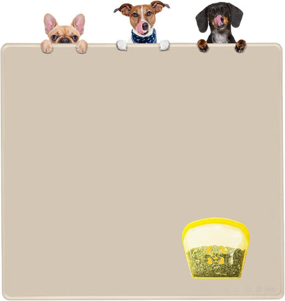 KVK Extra Extra Large Silicone Dog Food Mat 39.4×43.3in and 128oz Silicone Bag Set, Super Size
