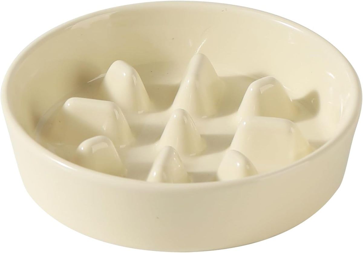 Ceramic 7.3 inch Dog Bowl Slow Feeder, Slow Pet Food Dish for Medium and Small Dog, Stop Bloat