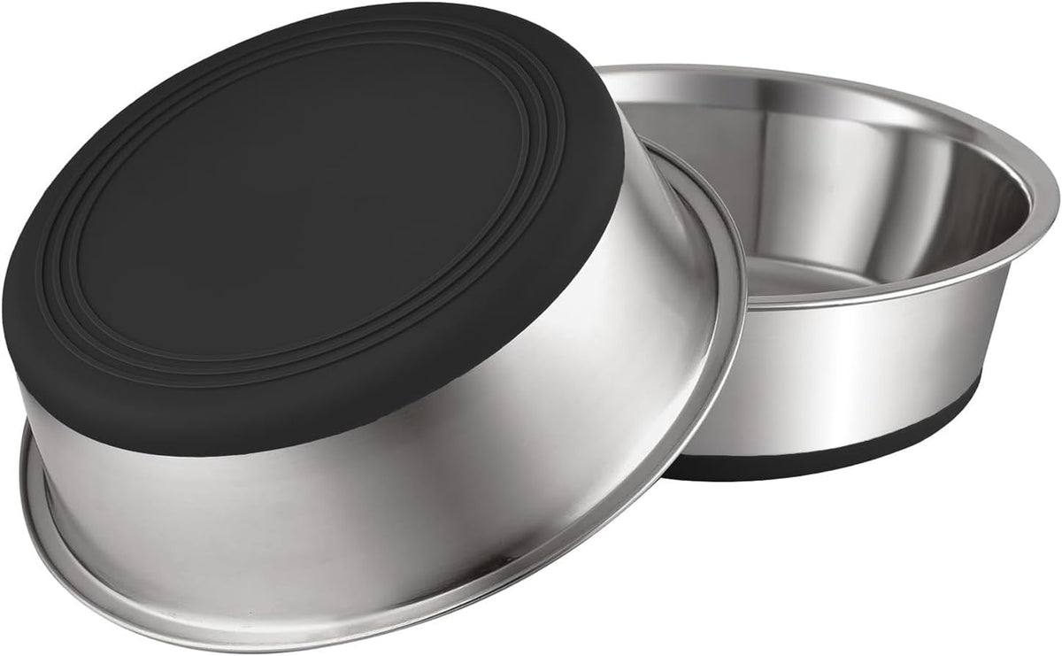 YINGFAN Stainless Steel Dog Bowls Set of 2, Metal Dog Bowls with Non-Slip Rubber Base, Durable Food