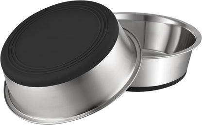YINGFAN Stainless Steel Dog Bowls Set of 2, Metal Dog Bowls with Non-Slip Rubber Base, Durable Food