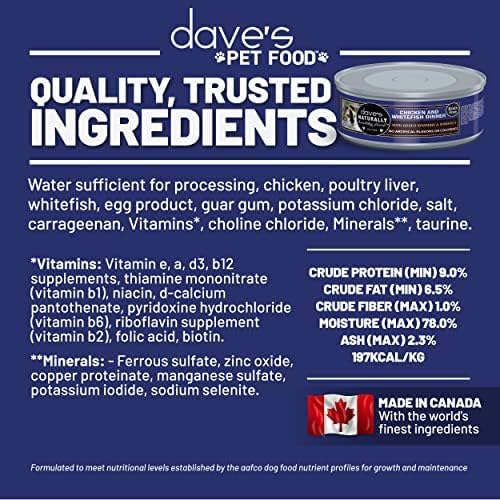 Dave's Pet Food Grain Free Wet Cat Food (Chicken & Whitefish), Made in Canada Naturally Healthy