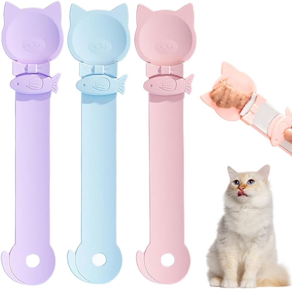 PETPAWLOVELY-3PCS Cat Treat Spoon Squeeze,Cat Strip Feeder spoon,Multi-Function Cat Treat