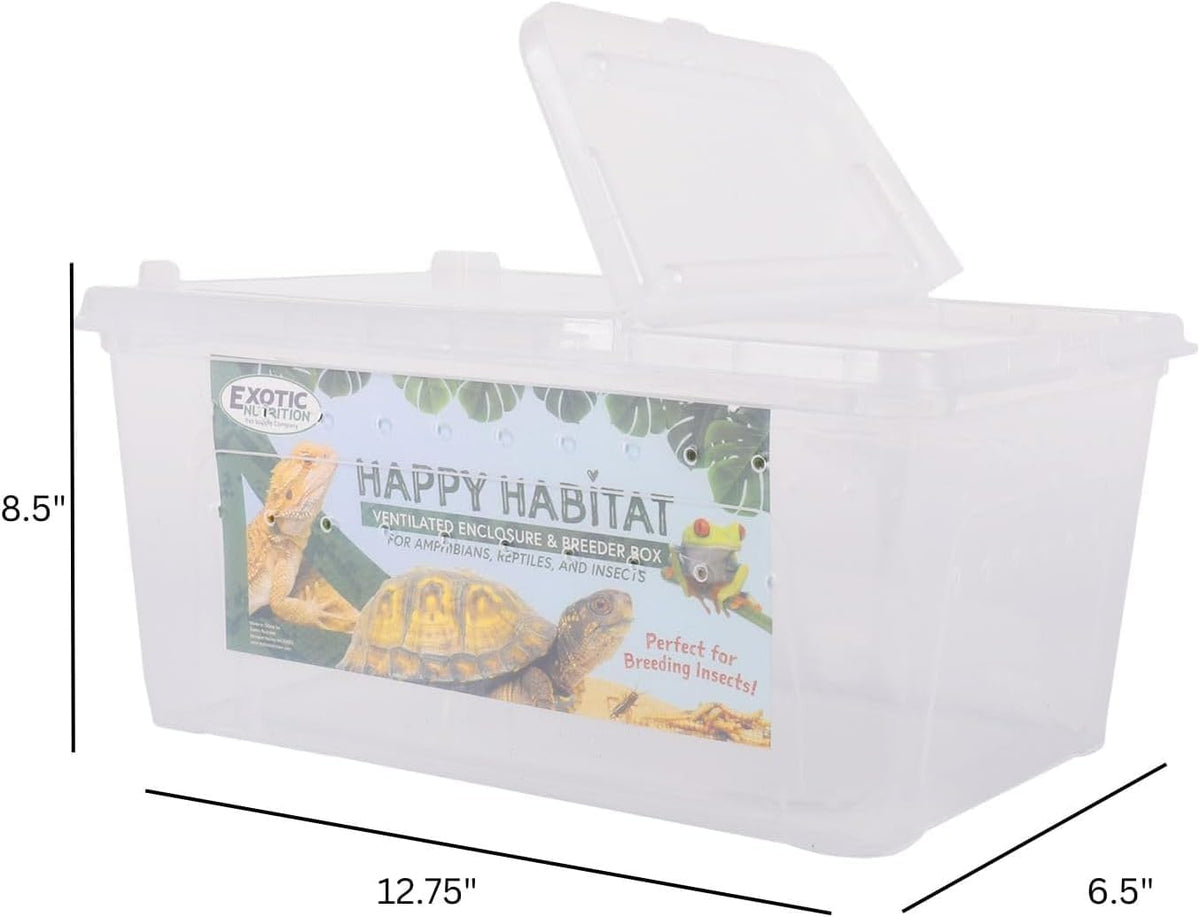 Happy Habitat (Medium - 2 Pack)- Ventilated Enclosure & Breeder Box - for Live Feeder Insects
