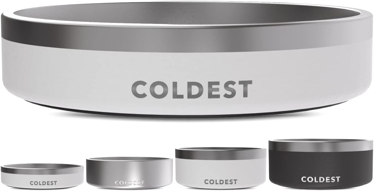 Coldest Dog Bowl - Anti Rust Metal, Non Slip, 3 Layers Insulated Stainless Steel Dog Bowls - Spill