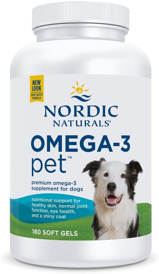 Nordic Naturals Omega-3 Pet, Unflavored - 180 Soft Gels - 320 mg Omega-3 Per Soft Gel - Fish Oil