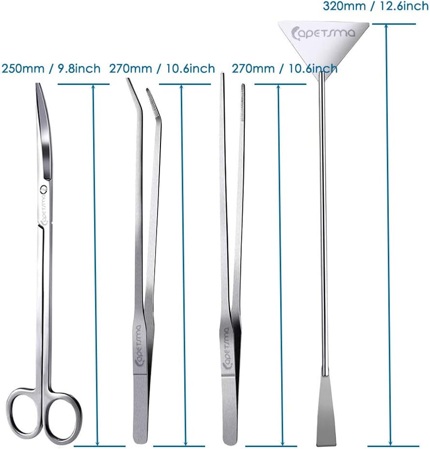 Capetsma Aquascape Tools, Long Stainless Steel Aquarium Plant Tools Aquarium Tweezers Scissors