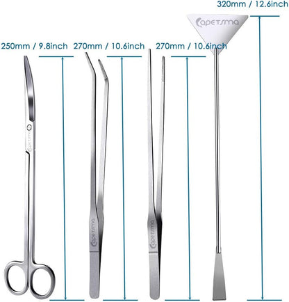 Capetsma Aquascape Tools, Long Stainless Steel Aquarium Plant Tools Aquarium Tweezers Scissors