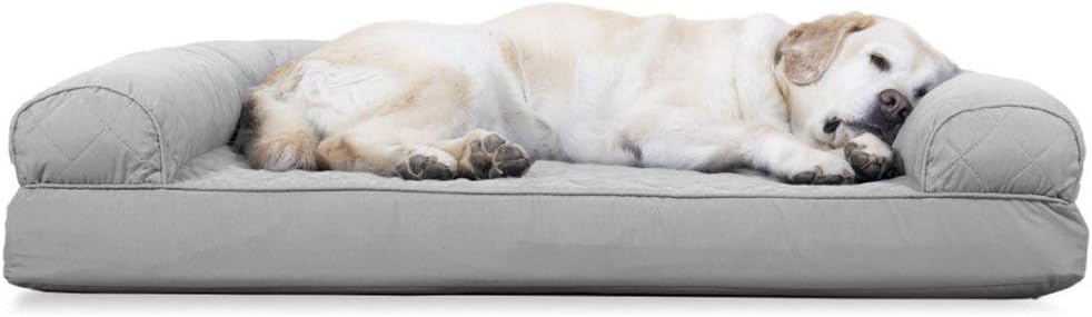 Furhaven Cooling Gel Dog Bed for Large Dogs w/ Removable Bolsters & Washable Cover, For Dogs Up to
